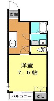 アルカス二条(1DK/4階)の間取り写真