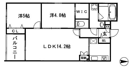 ラス・パルマス京小町(2LDK/2階)の間取り写真