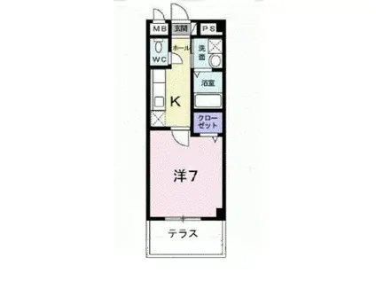 クリザンテーム山本Ⅱ(1K/2階)の間取り写真