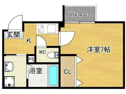 VEGAS西ノ京A(1K/3階)の間取り写真