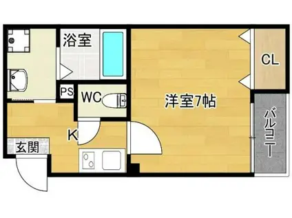 VEGAS西ノ京A(1K/2階)の間取り写真