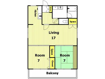 第1正美堂ビル(2LDK/8階)の間取り写真