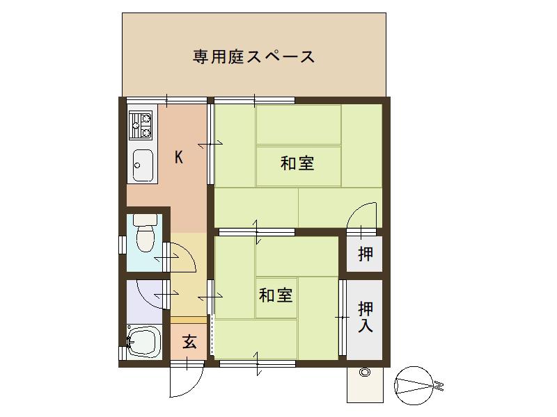 マンションみどり(2K/1階)の間取り写真
