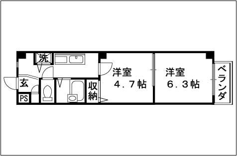 プライムシティ西陣(2K/3階)の間取り写真