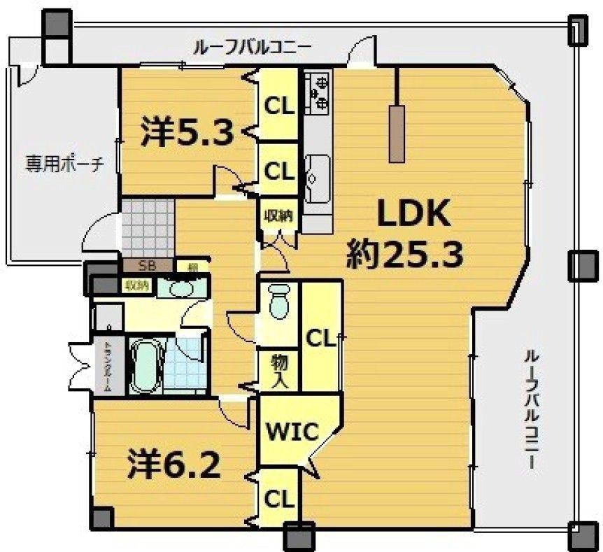 ユニハイム四条大宮駅前(2LDK/15階)の間取り写真