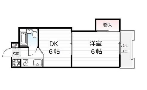 ヴィラビアンカⅢ(1DK/4階)の間取り写真