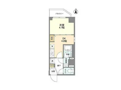 ウェルスクエア錦糸町サウス(1DK/5階)の間取り写真