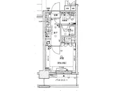 アンディーン月島(1K/3階)の間取り写真