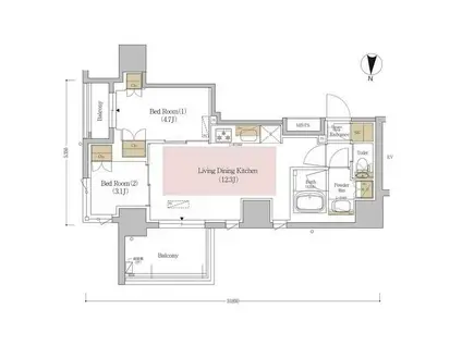 アーバネックス錦糸町ノース(2LDK/5階)の間取り写真