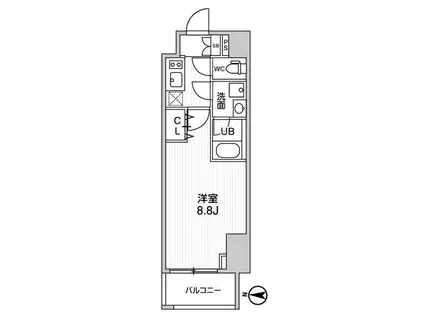 ALTERNA菊川II(1K/7階)の間取り写真