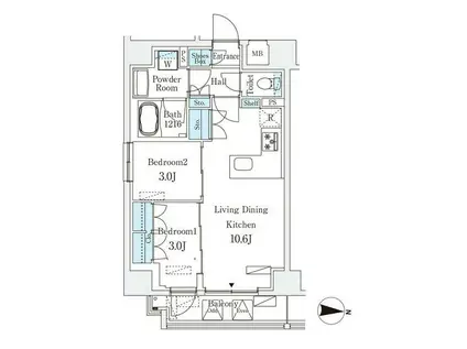 STANDZ亀戸(2LDK/11階)の間取り写真