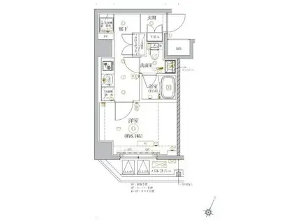ベルシード門前仲町II(1K/7階)の間取り写真