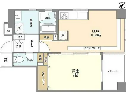 ルクレ日本橋蛎殻町(1LDK/2階)の間取り写真