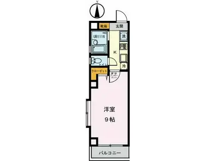 WOOD VILLAGE(1K/2階)の間取り写真