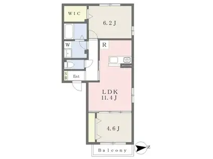 CALMLUXE(2LDK/1階)の間取り写真