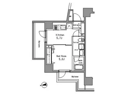 パークアクシス亀戸中央公園(1DK/10階)の間取り写真