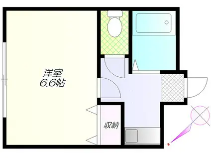 CASA白河(1K/1階)の間取り写真