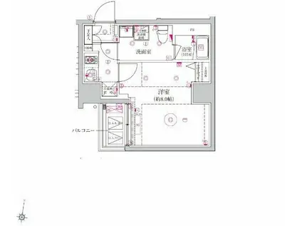 ベルシード森下II(1K/3階)の間取り写真