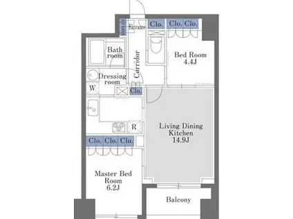 ドゥーエ日本橋(2LDK/8階)の間取り写真