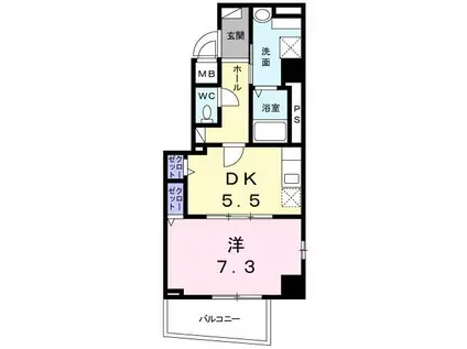  シュバリエ(1DK/1階)の間取り写真