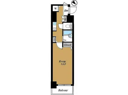ガーラ銀座東(1K/8階)の間取り写真