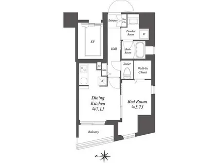 ドゥーエ亀戸II(1DK/10階)の間取り写真