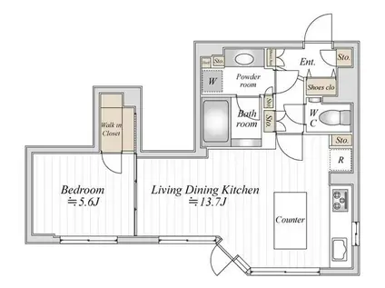 ドゥーエ銀座イーストI(1LDK/11階)の間取り写真