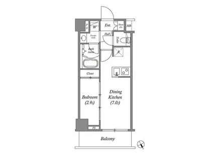 ARKMARK水天宮前II(1DK/4階)の間取り写真