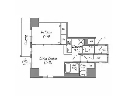 N-STAGE両国(1LDK/9階)の間取り写真
