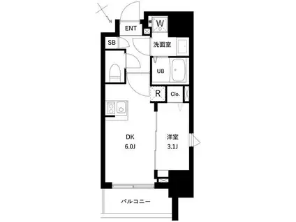 アーバンパーク住吉II(1DK/2階)の間取り写真