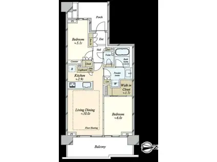 パークホームズ木場クリアテラス(2LDK/10階)の間取り写真