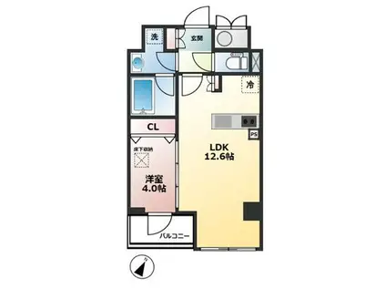 ルジェンテ・リベル日本橋濱町(1LDK/6階)の間取り写真