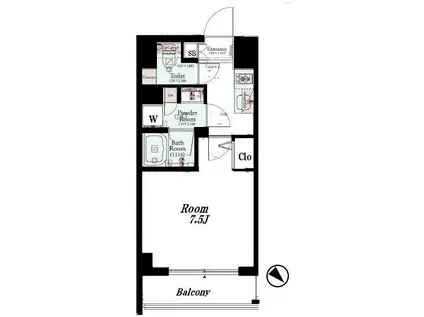 コンシェリア門前仲町(1K/3階)の間取り写真