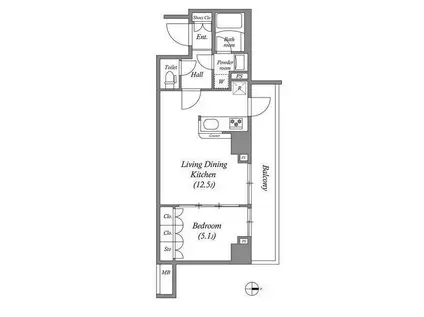 GENOVIA本所吾妻橋SKYGARDEN(1LDK/4階)の間取り写真