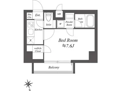 ルクレ木場親水公園(1K/4階)の間取り写真