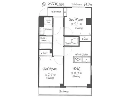 ヴォーガコルテ両国(2DK/2階)の間取り写真