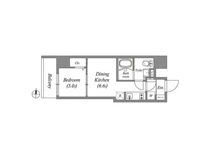 PRIMAL KINSHICHOII(1DK/4階)の間取り写真