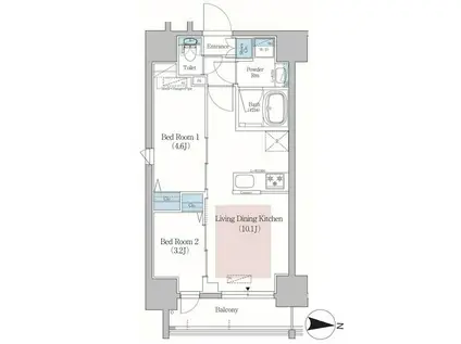 アーバネックス錦糸公園II(2LDK/10階)の間取り写真