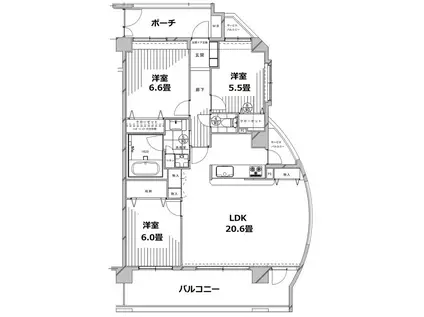 ハイホーム墨田百花園ブロードパーク(3LDK/13階)の間取り写真