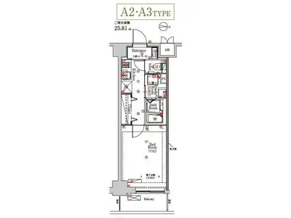 MAXIV住吉(1K/8階)の間取り写真
