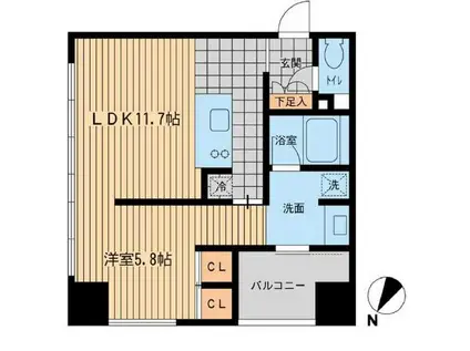 ウィルテラス勝どき(1LDK/8階)の間取り写真