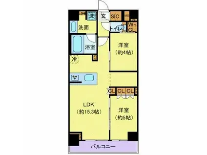 プレール・ドゥーク大島(2LDK/2階)の間取り写真