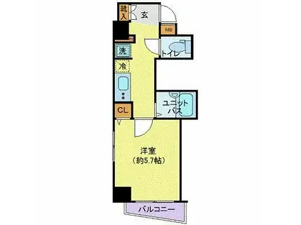 プレール・ドゥーク木場親水公園(1K/2階)の間取り写真