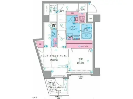 GENOVIA東向島IV(1SLDK/2階)の間取り写真