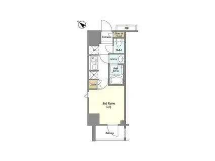 リビオメゾン勝どき(1K/12階)の間取り写真