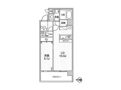 ALTERNA菊川II(1LDK/2階)の間取り写真