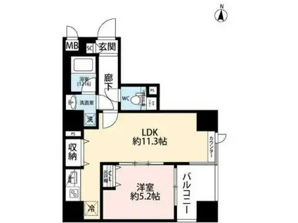 プレール・ドゥーク両国III(1LDK/3階)の間取り写真