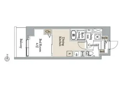 グランカーサ住吉III(1DK/7階)の間取り写真