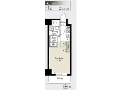 グランカーサ住吉(1K/5階)の間取り写真