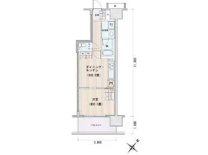 エスティメゾン豊洲レジデンスC棟(1LDK/4階)の間取り写真